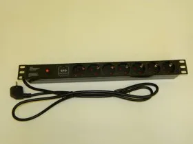 Блок розеток 19&quot;, 16А, 7 розеток, шнур 1.8м, с защитой, черный