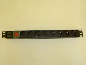 Блок розеток 19&quot;, 16А, 8 розеток, без шнура,  выключатель, корпус металл, чёрный