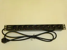 Блок розеток 19&quot;, 16А, 9 розеток, шнур 2м, черный