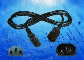 Кабель питания проходной (штекер IEC С13 - гнездо IEC С14) 3*0,5мм2, 3м, черный, Netko