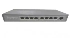 NS10829P PoE, коммутатор, настольный, 9 портовый, 8 PoE 802.3af 100Mbit портов, 15.4W, 1 Uplink 1Gbit порт, кабель питания ЕВРО, серый