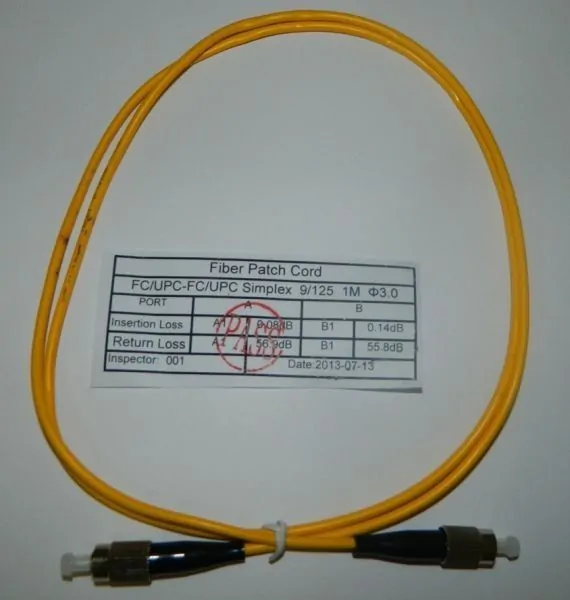 Патч-корд оптический соединительный FC-FC/UPC SM Simplex 3.0мм 9/125, 1м