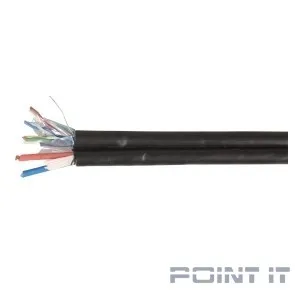 ITK LC3-C5E04-379 Каб. F/UTP 5E 4 x 2 x 24AWG LDPE каб. пит. 2x0,75, 305м чер.