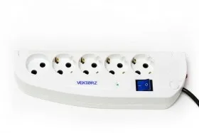 Сет. фильтр Vektor Z 5.0м 4+1 розетка, 16А, светло-серый