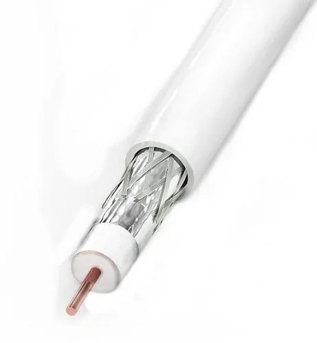 Кабель коаксиальный RG-6U Netko, 75 Ом (CCS, оплетка 32 нити AL), белый (100м)