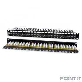 Hyperline PP2-19-24-8P8C-C6A-110D Патч-панель 19&quot;, 1U, 24 порта RJ-45, неэкранированная, категория 6A, Dual IDC