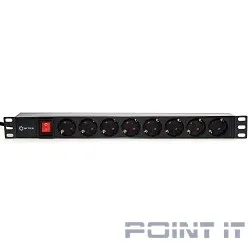 5bites PDU819P-01 Блок розеток 8S / PVC / SWITCH / 1U / 19" / 2M*3G*1.5MM2 / VDE