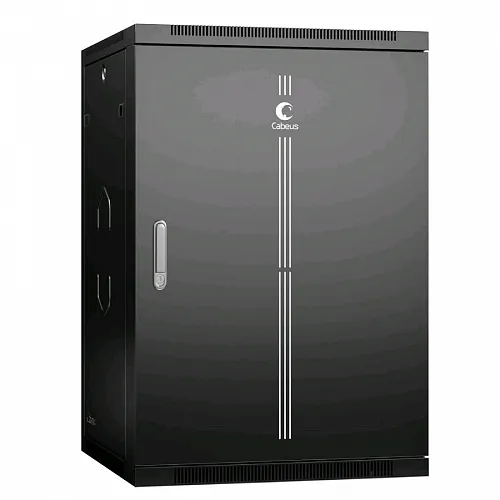 Шкаф телекоммуникационный настенный 19 18U 600x600x901mm (ШхГхВ) дверь металл, цвет черный (RAL 9004)