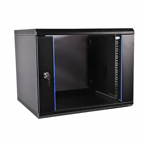 Шкаф телекоммуникационный настенный разборный ЭКОНОМ 15U (600х350) дверь стекло, цвет черный