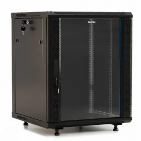  					Шкаф настенный 19-дюймовый (19), 15U, 775x600х450мм, стеклянная дверь с перф по бокам, ручка с замком, с возможностью установки на ножки,9004,разобр				 
