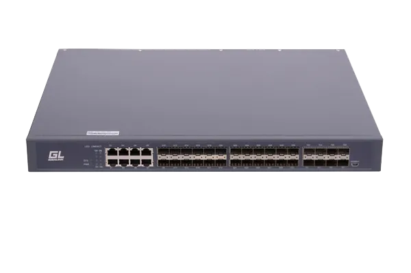 Управляемый коммутатор L3 GIGALINK уровня 3, 24 порта 100/1000BaseX SFP, 8 портов 10/100/1000BaseT, 8 портов 1/10GE SFP+, Резервный БП (опция)
