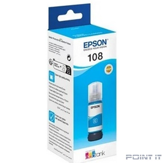 EPSON C13T09C24A Картридж 108 EcoTank Ink для Epson L8050/L18050, Cyan 70ml