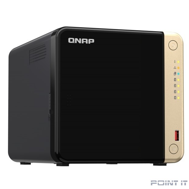 Сетевое хранилище без дисков/ SMB QNAPTS-464-8G NAS 4 HDD trays, 4-core Intel Celeron N5105/N5095 2.0-2.9 GHz, 8 GB RAM (1 x 8 GB) up to 16 GB (2 x 8GB), 2x2.5 Gigabit Ethernet , 2xUSB 3.2 Gen 2 (10Gb