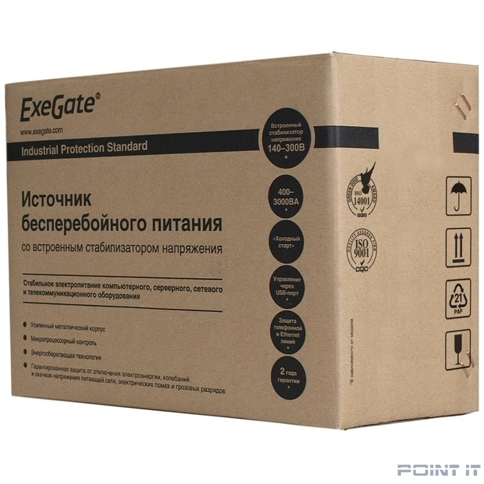 Exegate EP285479RUS ИБП ExeGate Power Smart ULB-850.LCD.AVR.EURO.RJ <850VA/480W, LCD, AVR, 2 евророзетки, RJ45/11, Black>