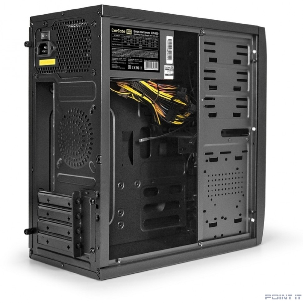 Exegate EX272745RUS Корпус Minitower Exegate QA-412U Black, mATX, <XP400, Black, 120mm>, 2*USB+2*USB3.0, Audio