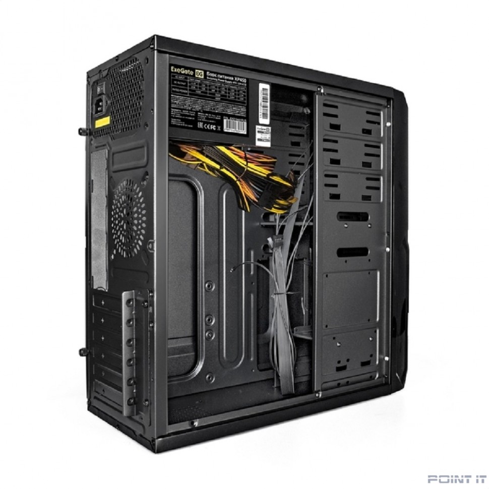 Exegate EX278398RUS Корпус Miditower Exegate XP-329S Black, ATX, <XP450, Black,120mm>, 2*USB, Audio