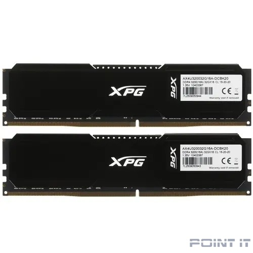 ADATA 64GB (2x32GB) DDR4 UDIMM, XPG GAMMIX D20, 3200MHz CL16-20-20, 1.35V, AX4U320032G16A-DCBK20