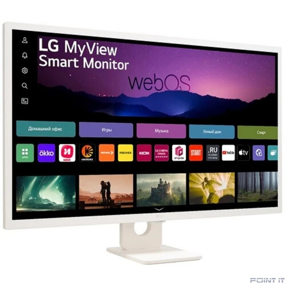 Монитор LG 31.5" 32SR50F-W White Smart, 16:9, IPS, 1920x1080, 5ms, 250cd, 60Hz, 2xHDMI, 2xUSB, SPK