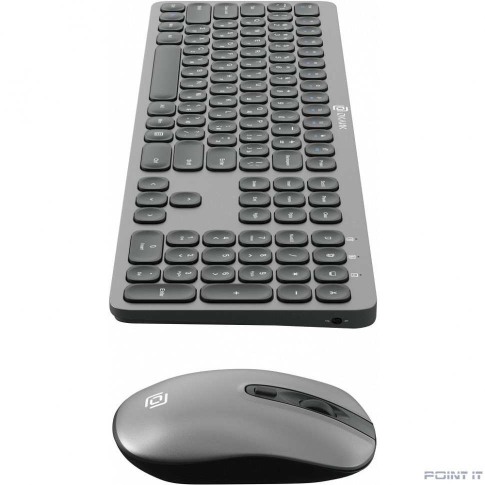 Клавиатура + мышь Oklick 300M клав:серый мышь:серый/черный USB беспроводная slim [1488402]