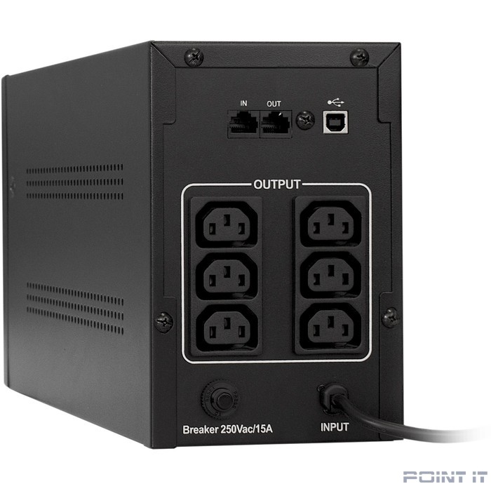 Exegate EP285504RUS ИБП ExeGate SpecialPro UNB-1600.LED.AVR.C13.RJ.USB <1600VA/950W, LED, AVR, 6*IEC-C13, RJ45/11, USB, Black>