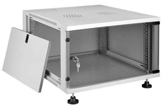 Шкаф настенный 12U серия NGQ (540х450х580), передняя дверь стекло, собранный, серый S Netko РАСПРОДАЖА